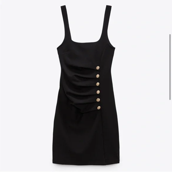 Zara | Dresses | Bntw Zara Black Bodycon Mini Dress With Gold Buttons | Poshmark Zara | Dresses | Bntw Zara Black Bodycon Mini Dress With Gold Buttons | Poshmark